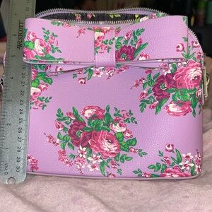 🌟Betsey Johnson Purple Floral Bow Faux Leather Crossbody Purse